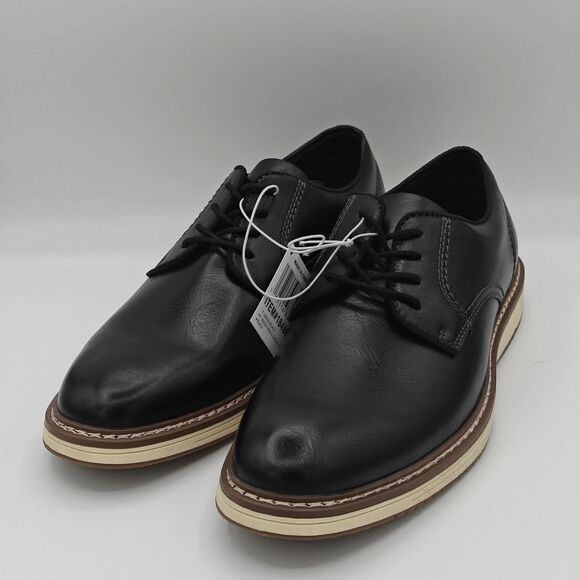 Steve Madden Black Leather Derby Shoes with Contrasting Tan/Shell Sole main image 5